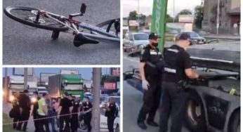 Пішохід штовхнув велосипедиста під колеса вантажівки: кадри трагічної ДТП відео оновлено