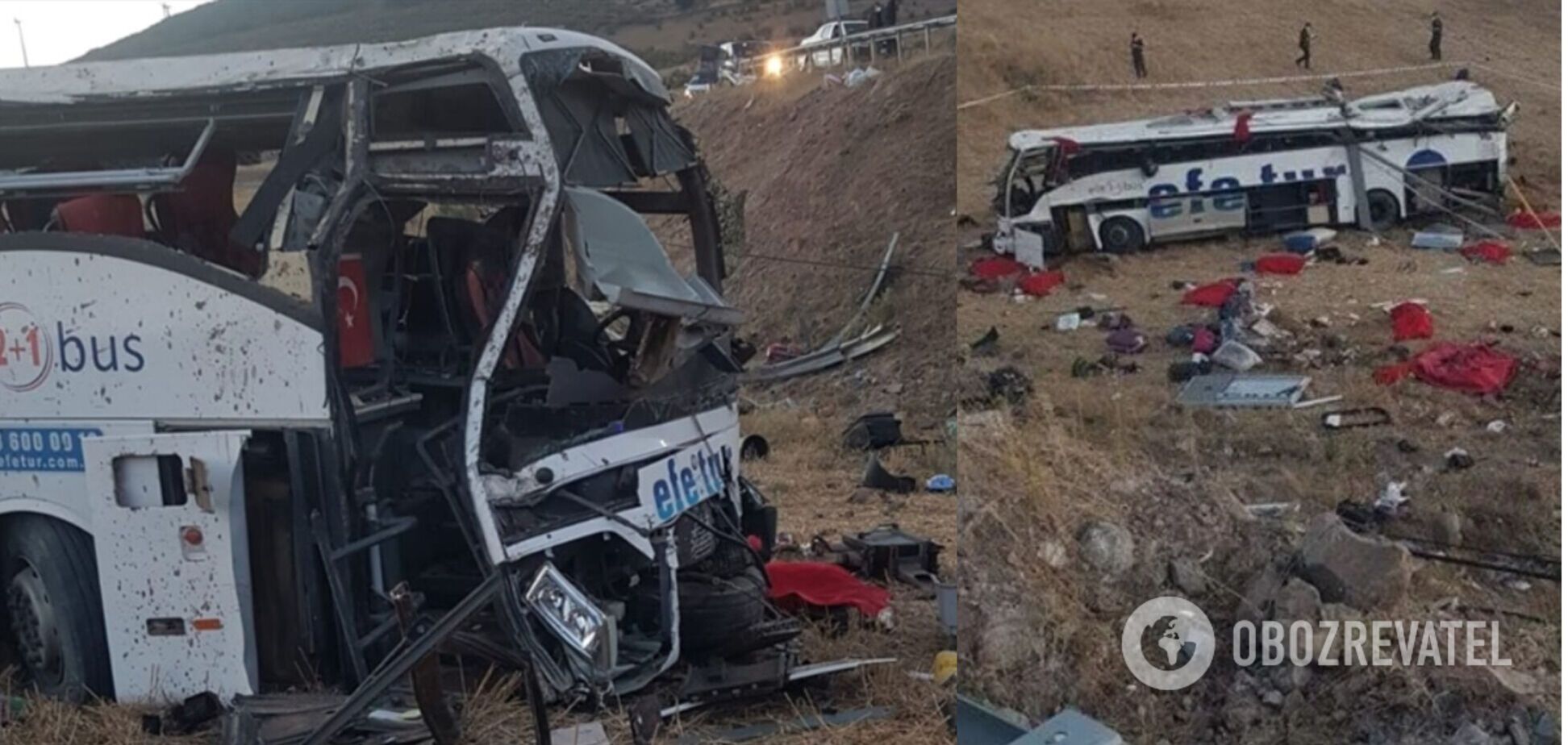 У Туреччині автобус злетів з дороги і перекинувся, загинули 14 людей, багато постраждалих. Фото